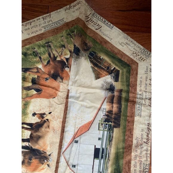 Handmade Horses Running Barn Quilted Table Runner - Picture 13 of 14